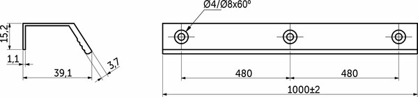 Изображение товара Ручка для мебели AKS накладная Geos 960/1000 (брашированное золото)