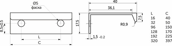 Изображение товара Ручка для мебели AKS накладная Inside 192/225 (хром)