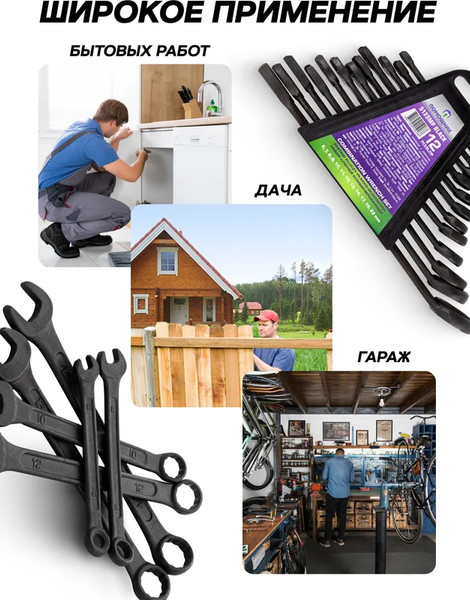 Изображение товара Набор ключей Помощник 5123MP Black (62088)