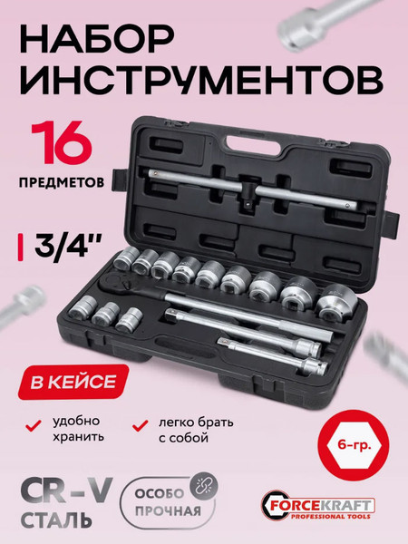 Изображение товара Универсальный набор инструментов ForceKraft FK-6161-5 (64495)