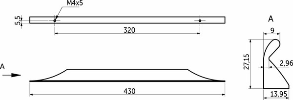 Изображение товара Ручка для мебели AKS Envision 320/430 (черный матовый)