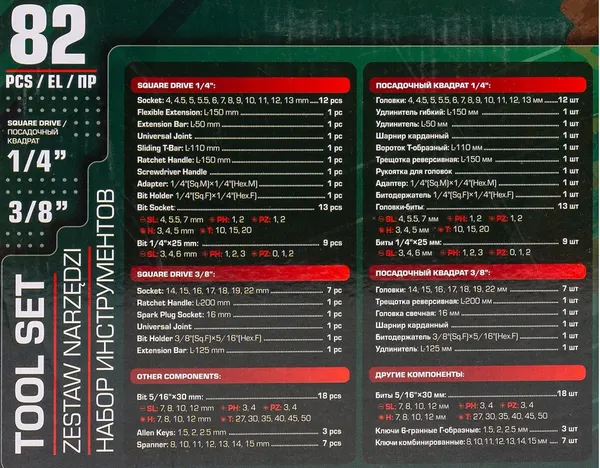 Изображение товара Универсальный набор инструментов RockForce Light 4821-5DS (64523)