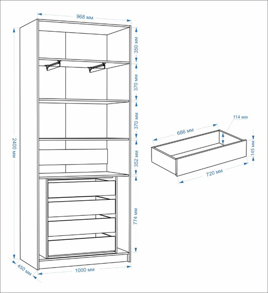 Изображение товара Шкаф-гармошка Евва Лайн ЛН-2D.450.04(2Z/2Z) (гикори кингстон)