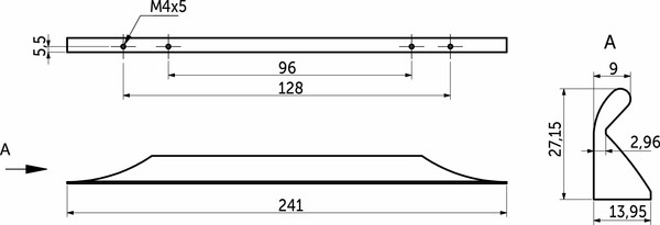 Изображение товара Ручка для мебели AKS Envision 96-128/241 (брашированное золото)