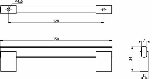 Изображение товара Ручка для мебели AKS Moonlight 128/150 (матовый хром/черный матовый)