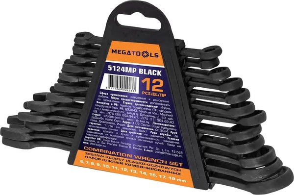 Изображение товара Набор ключей Megatools 64 637 / MT-5124MP Black