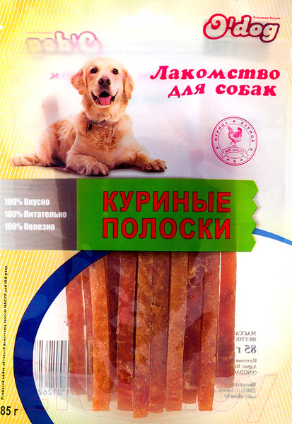 Изображение товара Лакомство для собак O'dog Куриные полоски (85г)