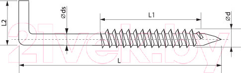 Изображение товара Шуруп ЕКТ Г-образный 6/5х65 / CV013418 (2000шт, оцинкованный)