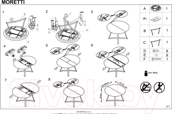 Изображение товара Обеденный стол Halmar Moretti (дуб натуральный/черный)