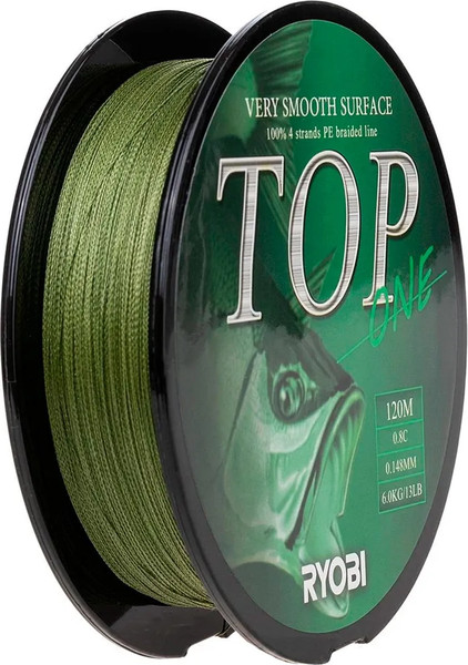 Изображение товара Леска плетеная Ryobi TOP PE4X-120M 0.8/d-0.148мм (Dark green)