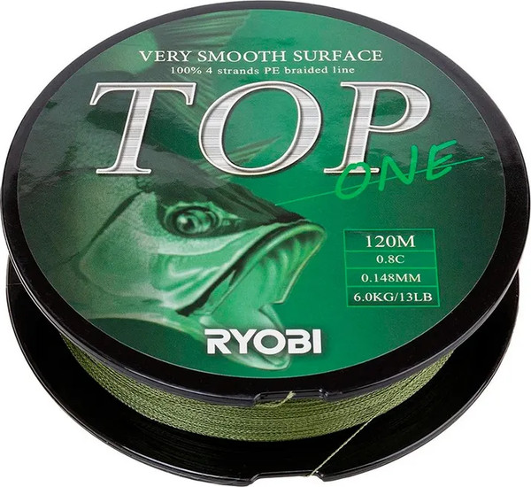 Изображение товара Леска плетеная Ryobi TOP PE4X-120M 0.8/d-0.148мм (Dark green)