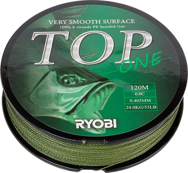 Изображение товара Леска плетеная Ryobi TOP PE4X-120M 6.0/d-0.405мм (Dark green)