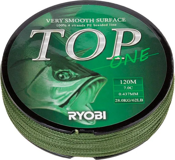 Изображение товара Леска плетеная Ryobi TOP PE4X-120M 7.0/d-0.437мм (Dark green)