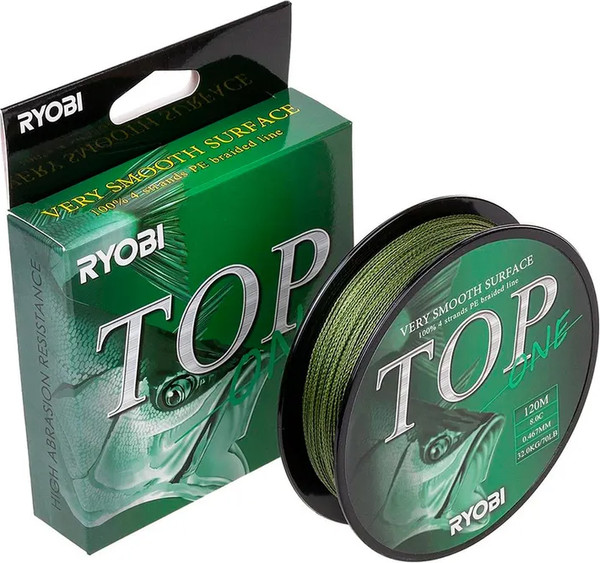 Изображение товара Леска плетеная Ryobi TOP PE4X-120M 8.0/d-0.467mm (Dark green)
