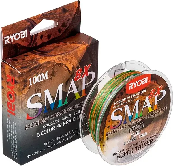 Изображение товара Леска плетеная Ryobi Smap PE8X 0.148мм (100м, Multi Colour)