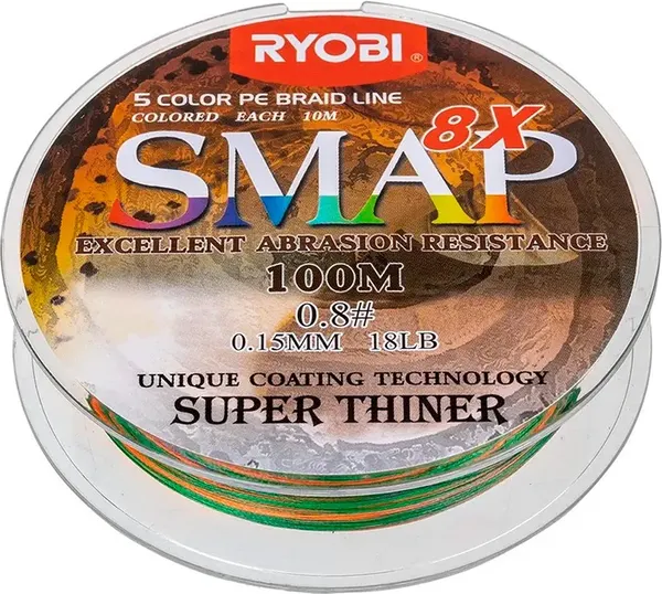 Изображение товара Леска плетеная Ryobi Smap PE8X 0.148мм (100м, Multi Colour)
