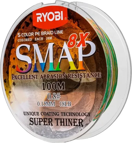 Изображение товара Леска плетеная Ryobi Smap PE8X 0.148мм (100м, Multi Colour)