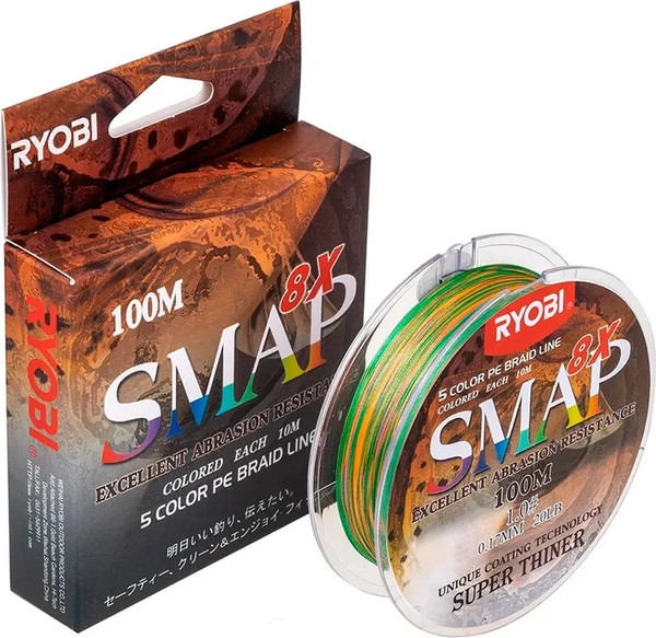 Изображение товара Леска плетеная Ryobi Smap PE8X 0.165мм (100м, Multi Colour)