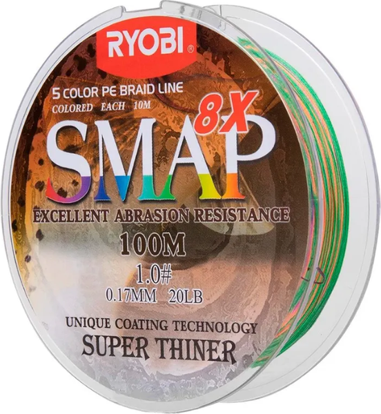 Изображение товара Леска плетеная Ryobi Smap PE8X 0.165мм (100м, Multi Colour)