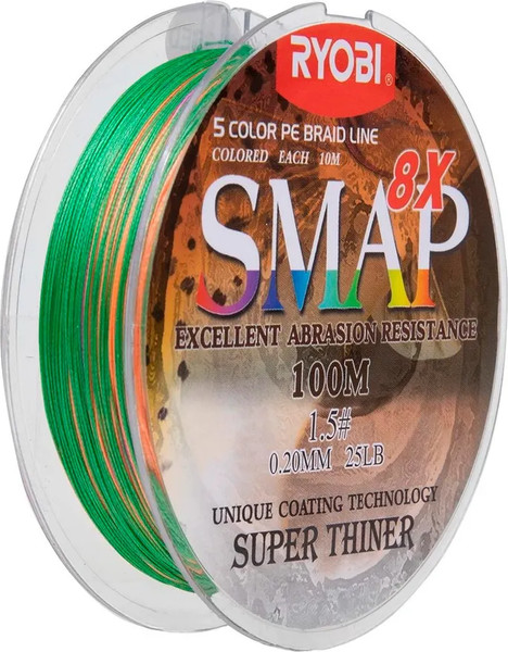 Изображение товара Леска плетеная Ryobi Smap PE8X 0.205мм (100м, Multi Colour)