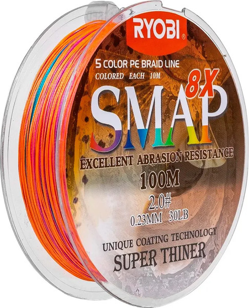 Изображение товара Леска плетеная Ryobi Smap PE8X 0.235мм (100м, Multi Colour)