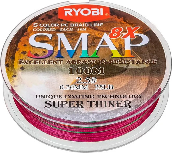 Изображение товара Леска плетеная Ryobi Smap PE8X 0.26мм (100м, Multi Colour)