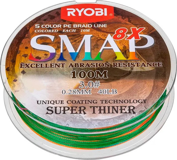 Изображение товара Леска плетеная Ryobi Smap PE8X 0.285мм (100м, Multi Colour)