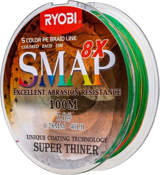 Изображение товара Леска плетеная Ryobi Smap PE8X 0.285мм (100м, Multi Colour)