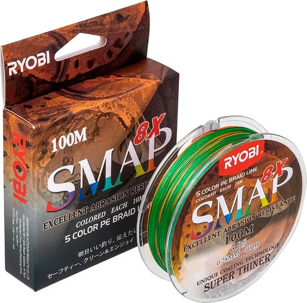 Изображение товара Леска плетеная Ryobi Smap PE8X 0.285мм (100м, Multi Colour)