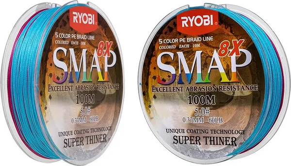 Изображение товара Леска плетеная Ryobi Smap PE8X 0.37мм (100м, Multi Colour)