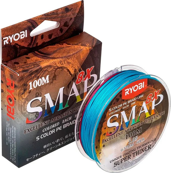 Изображение товара Леска плетеная Ryobi Smap PE8X 0.37мм (100м, Multi Colour)