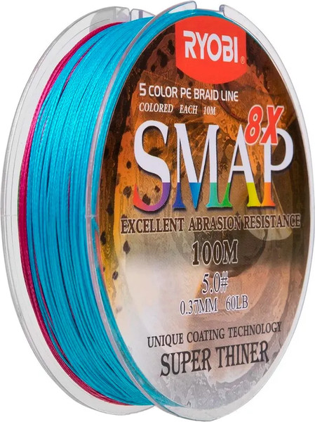 Изображение товара Леска плетеная Ryobi Smap PE8X 0.37мм (100м, Multi Colour)