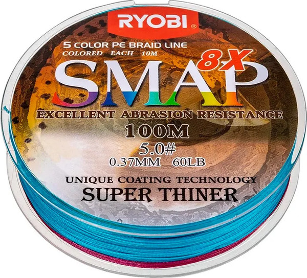 Изображение товара Леска плетеная Ryobi Smap PE8X 0.37мм (100м, Multi Colour)