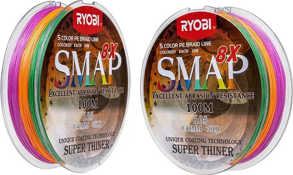 Изображение товара Леска плетеная Ryobi Smap PE8X 0.405мм (100м, Multi Colour)