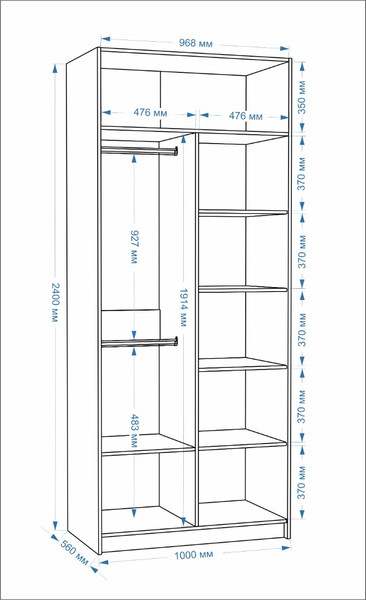 Изображение товара Шкаф-гармошка Евва Лайн ЛН-2D.560.02(1Z/1Z) (бодега белый)
