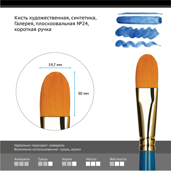 Изображение товара Кисть для рисования ГАММА Галерея. Синтетика №24 / 303024