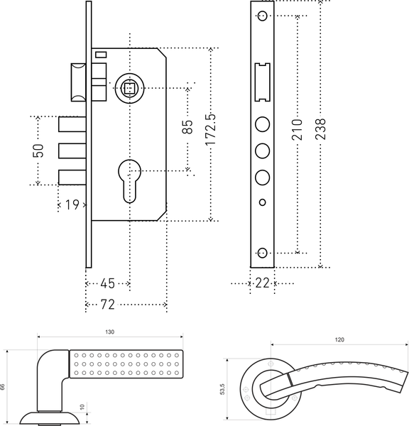 Изображение товара Замок врезной Аллюр Фостер ЗВ4-85А.1682 SN/CP (матовый никель/хром)