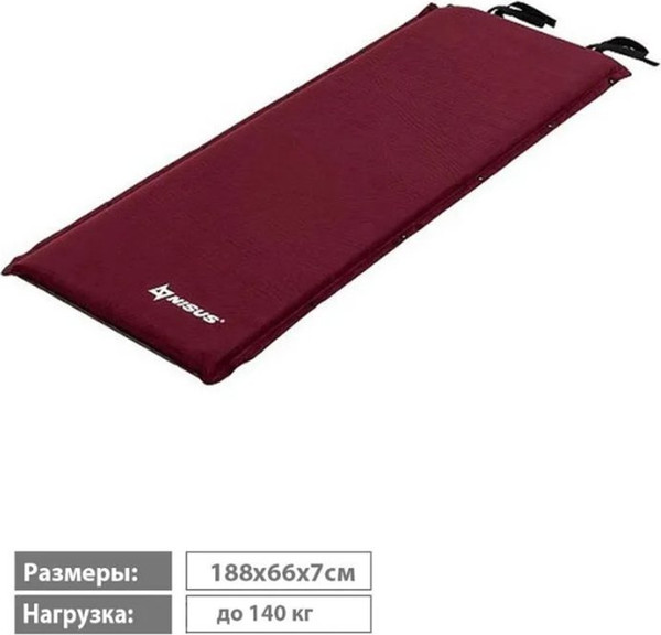 Изображение товара Туристический коврик Nisus 188x66x7 / N-007-C (флок вишневый)