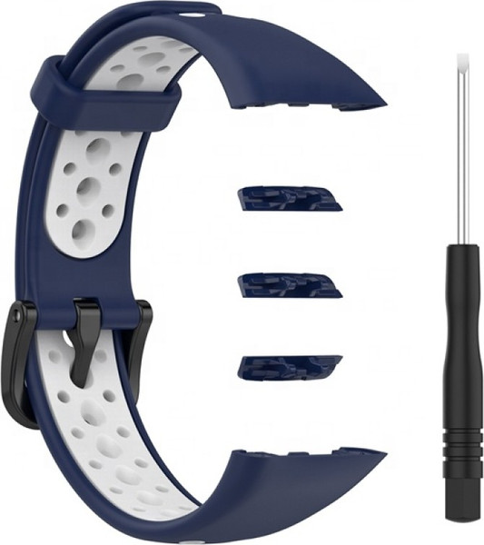 Ремешок для умных часов Rumi N-Style для Honor Band 6/Band 7/Huawei Band 6 (синий/белый) — фото 3