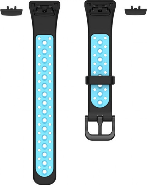 Ремешок для умных часов Rumi N-Style для Honor Band 6/Band 7/Huawei Band 6 (черный/голубой) — фото 3