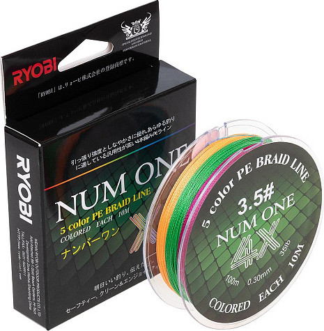 Изображение товара Леска плетеная Ryobi Num One PE4X-100M 3.5/0.310мм (Multi Colour)