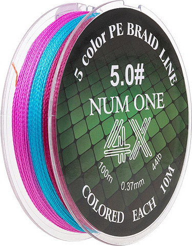 Изображение товара Леска плетеная Ryobi Num One PE4X-100M 5.0/0.370мм ( Multi Colour)