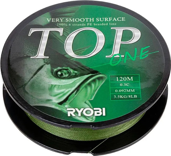 Изображение товара Леска плетеная Ryobi TOP PE4X-120M 0.3/d-0.092мм (Dark green)