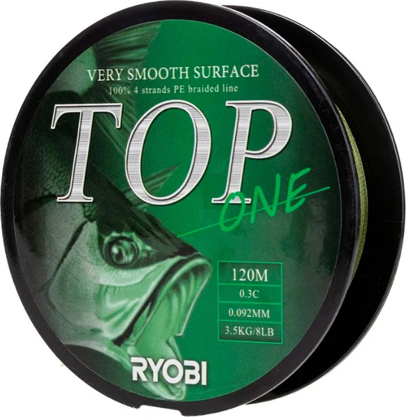 Изображение товара Леска плетеная Ryobi TOP PE4X-120M 0.3/d-0.092мм (Dark green)
