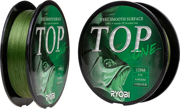 Изображение товара Леска плетеная Ryobi TOP PE4X-120M 0.3/d-0.092мм (Dark green)