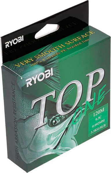 Изображение товара Леска плетеная Ryobi TOP PE4X-120M 0.3/d-0.092мм (Dark green)