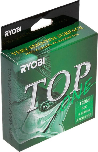 Изображение товара Леска плетеная Ryobi TOP PE4X-120M 0.6/d-0.128мм (Dark green)