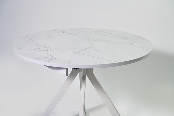 Изображение товара Обеденный стол Мир стульев Саен 45 100x100/40x40 (жемчужный перито/белый муар)