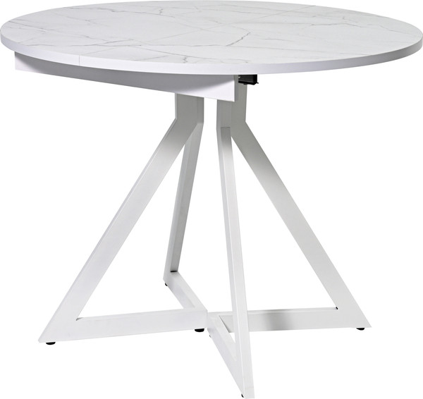 Изображение товара Обеденный стол Мир стульев Саен 45 100x100/40x40 (жемчужный перито/белый муар)