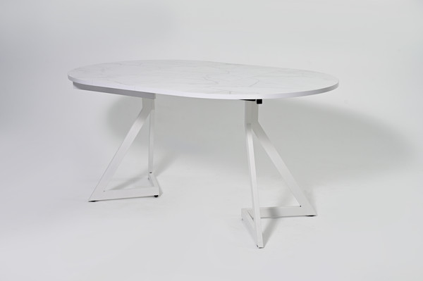 Изображение товара Обеденный стол Мир стульев Саен 45 100x100/40x40 (жемчужный перито/белый муар)